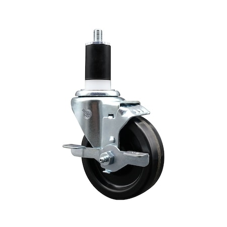 Service Caster 4'' Phenolic Swivel 1-1/2'' Expanding Stem Caster with Brake SCC-EX20S414-PHS-TLB-112